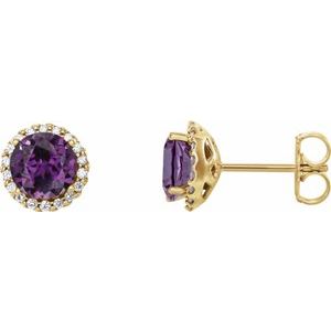 14K Yellow Gold 6 mm Lab-Grown Alexandrite & 1/8 CTW Natural Diamond Earrings