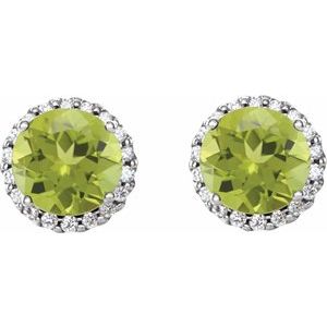 14K White Gold 6 mm Natural Peridot & 1/8 CTW Natural Diamond Earrings – image 2