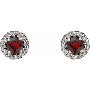 Sterling Silver 6 mm Natural Mozambique Garnet & 1/8 CTW Natural Diamond Earrings – image 2