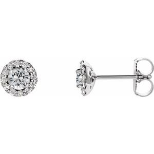 Sterling Silver 3.5 mm Natural White Sapphire & 1/10 CTW Natural Diamond Earrings
