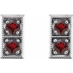 14K White Gold Natural Mozambique Garnet Two-Stone Earrings – image 2