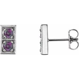 Sterling Silver Lab-Grown Alexandrite Two-Stone Earrings