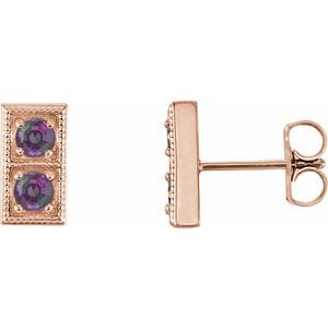 14K Rose Gold Lab-Grown Alexandrite Two-Stone Earrings