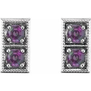 Platinum Lab-Grown Alexandrite Two-Stone Earrings – image 2