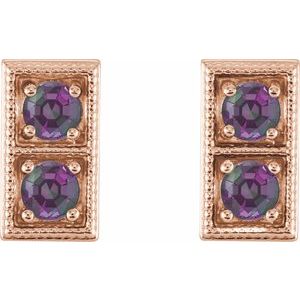 14K Rose Gold Lab-Grown Alexandrite Two-Stone Earrings – image 2
