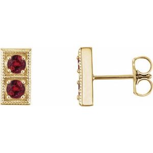 14K Yellow Gold Natural Ruby Two-Stone Earrings