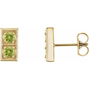14K Yellow Gold Natural Peridot Two-Stone Earrings