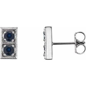 Sterling Silver Natural Blue Sapphire Two-Stone Earrings