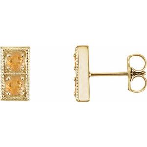 14K Yellow Gold Natural Citrine Two-Stone Earrings