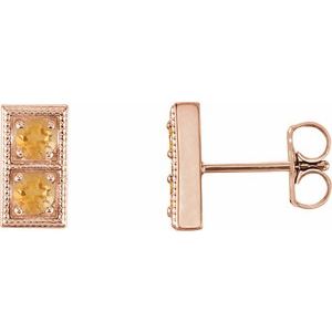 14K Rose Gold Natural Citrine Two-Stone Earrings