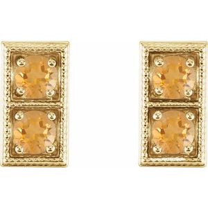 14K Yellow Gold Natural Citrine Two-Stone Earrings – image 2