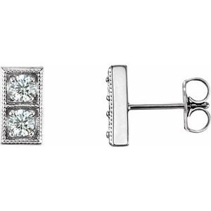 Sterling Silver Natural Diamond Two-Stone Earrings
