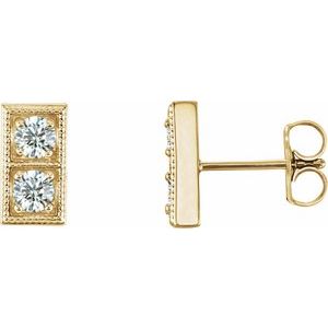 14K Yellow Gold 1/3 CTW Natural Diamond Two-Stone Earrings