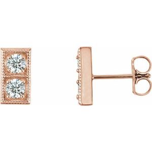 14K Rose Gold 1/3 CTW Natural Diamond Two-Stone Earrings