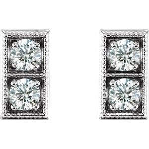Sterling Silver Natural Diamond Two-Stone Earrings – image 2