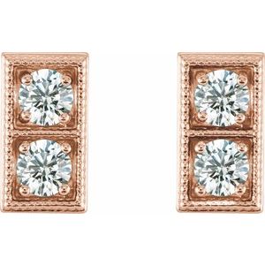 14K Rose Gold 1/3 CTW Natural Diamond Two-Stone Earrings