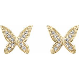 14K Yellow Gold .07 CTW Natural Diamond Butterfly Youth Earrings – image 2