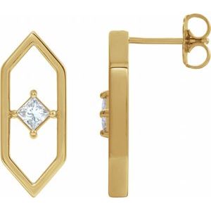14K Yellow Gold 1/3 CTW Natural Diamond Geometric Earrings
