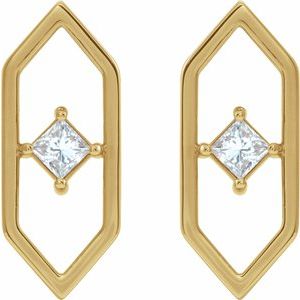 14K Yellow Gold 1/3 CTW Natural Diamond Geometric Earrings