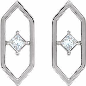 Sterling Silver 1/3 CTW Natural Diamond Geometric Earrings