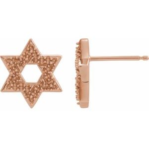 14K Rose Gold Star of David Earring Mounting