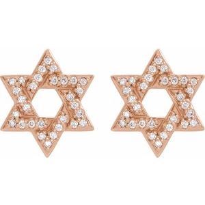 14K Rose Gold 1/8 CTW Natural Diamond Star of David Earrings – image 2