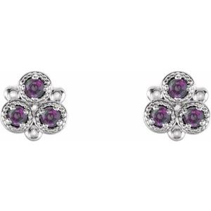 14K White Gold Lab-Grown Alexandrite Three-Stone Earrings – image 2