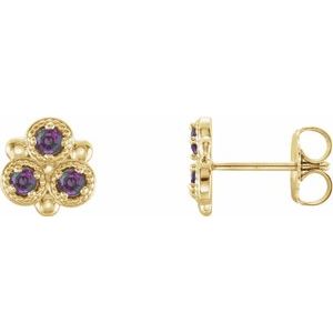 14K Yellow Gold Natural Alexandrite Three-Stone Earrings