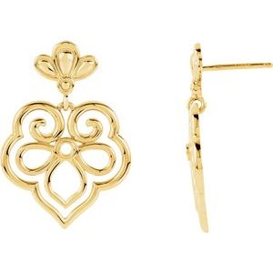 14K Yellow Gold Accented Fleur-de-lis Earring Mounting