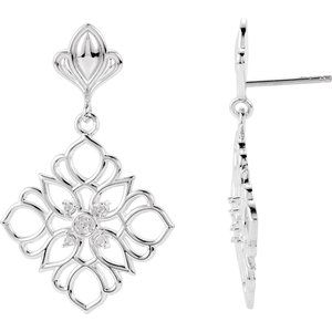 Sterling Silver & 14K White Gold Accented Dangle Earring Mounting