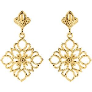 14K Yellow Gold Accented Dangle Earring Mounting – image 2