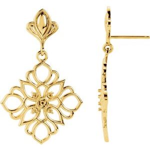 14K Yellow Gold Accented Dangle Earring Mounting
