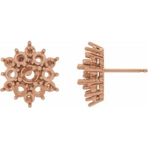 14K Rose Gold Accented Cabochon Earring Mounting
