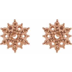 14K Rose Gold Accented Cabochon Earring Mounting – image 2