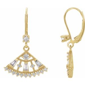 14K Yellow Gold 3/4 CTW Natural Diamond Fan Earrings