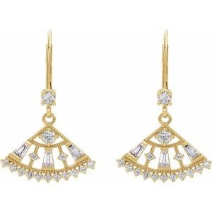 14K Yellow Gold 3/4 CTW Natural Diamond Fan Earrings
