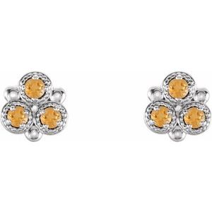 Sterling Silver Natural Citrine Three-Stone Earrings – image 2