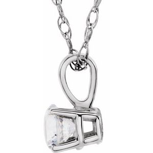14K White Gold 3 mm Natural White Sapphire Youth Solitaire 14" Necklace