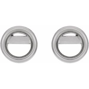 10K White Gold 6 mm  Round Bezel-Set Earring Mounting – image 2