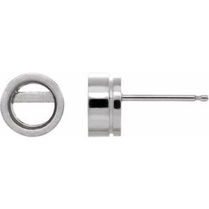 10K White Gold 5 mm  Round Bezel-Set Earring Mouinting