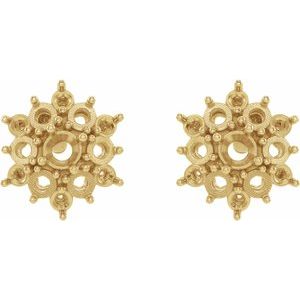 14K Yellow Gold Accented Cabochon Earring Mounting – image 2