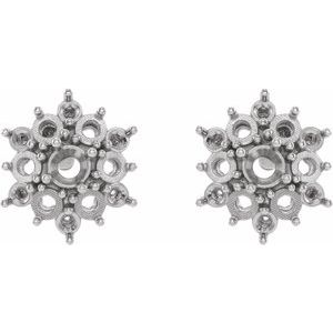 14K White Gold Accented Cabochon Earring Mounting – image 2