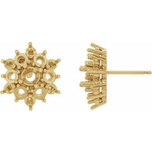 14K Yellow Gold Accented Cabochon Earring Mounting
