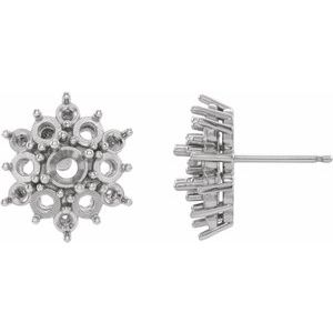 14K White Gold Accented Cabochon Earring Mounting
