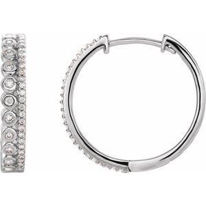 14K White Gold 1/3 CTW Natural Diamond Geometric 19.1 mm Hoop Earrings