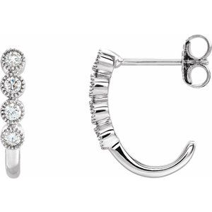 14K White Gold 1/4 CTW Natural Diamond J-Hoop Earrings