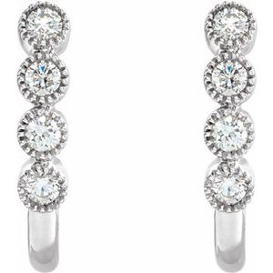 14K White Gold 1/4 CTW Natural Diamond J-Hoop Earrings