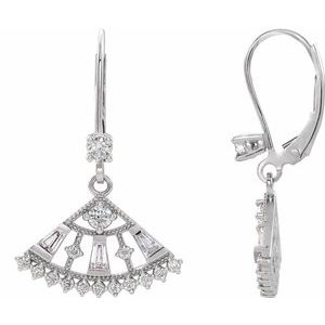14K White Gold 3/4 CTW Natural Diamond Fan Earrings