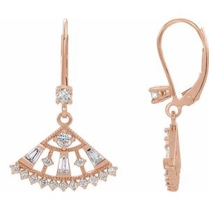 14K Rose Gold 3/4 CTW Natural Diamond Fan Earrings