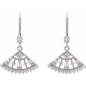 14K White Gold 3/4 CTW Natural Diamond Fan Earrings